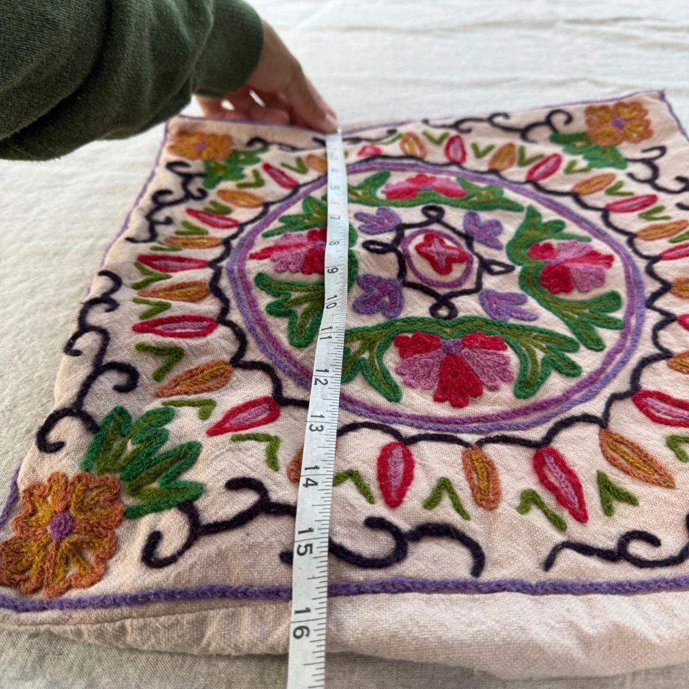 Vintage Kashmiri Crewel Embroidery Pillow Cover 16
